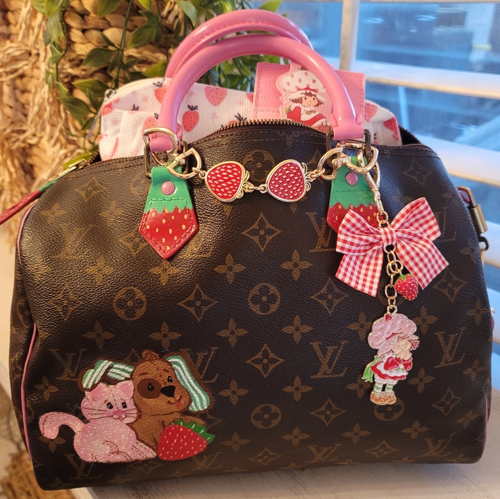 Louis Vuitton Brown Monogram Speedy with Pink Strawberry Accents - Picture 2 of 16